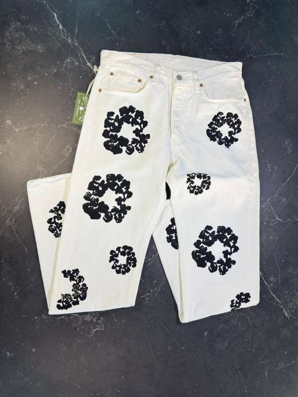 Denim Tears Cotton Wreath Jean White - 1