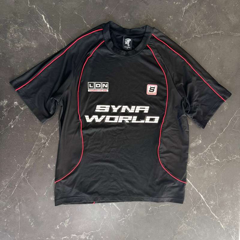 Synaworld Perforated Perfomance Black Red Tee - 1
