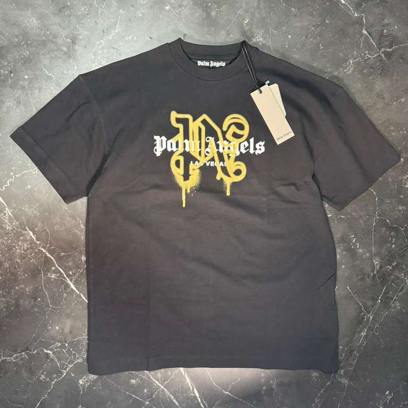 Palm Angels Las Vegas Spray Black Tee - 1
