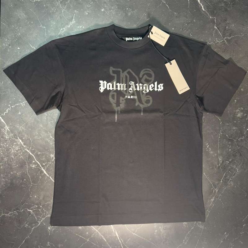 Palm Angels Paris Spray Black Tee - 1