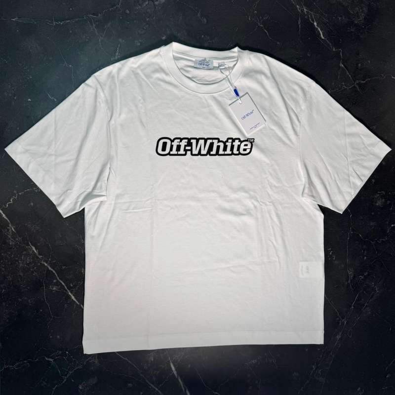 Off-White Logo Print White Tee - 1