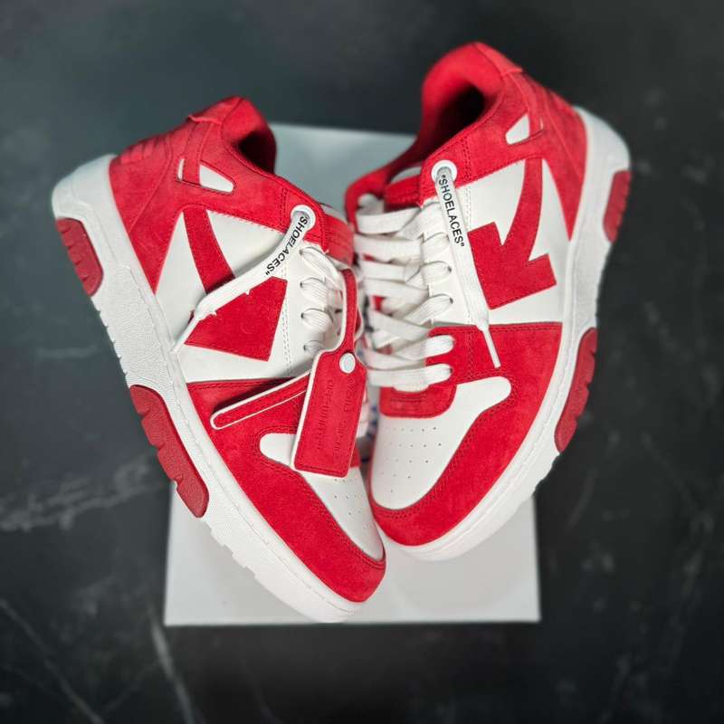 Off-White Out Of Office Brick Red White Suede - 1