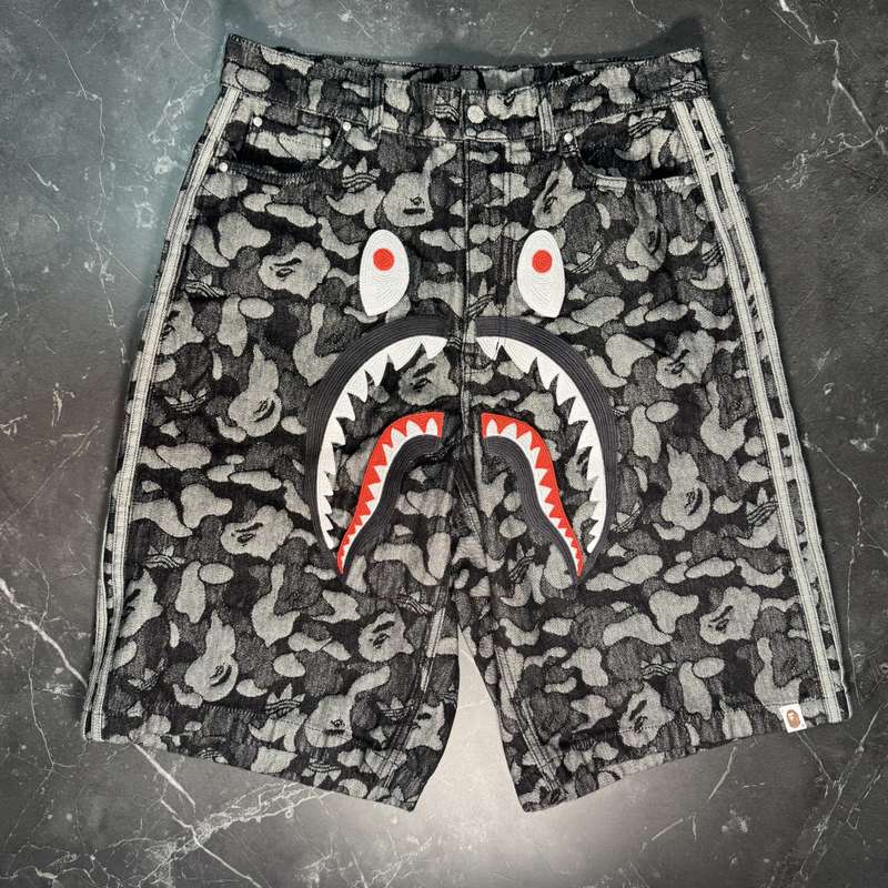 Adidas Bape Camo Shark Denim Short Black - 1