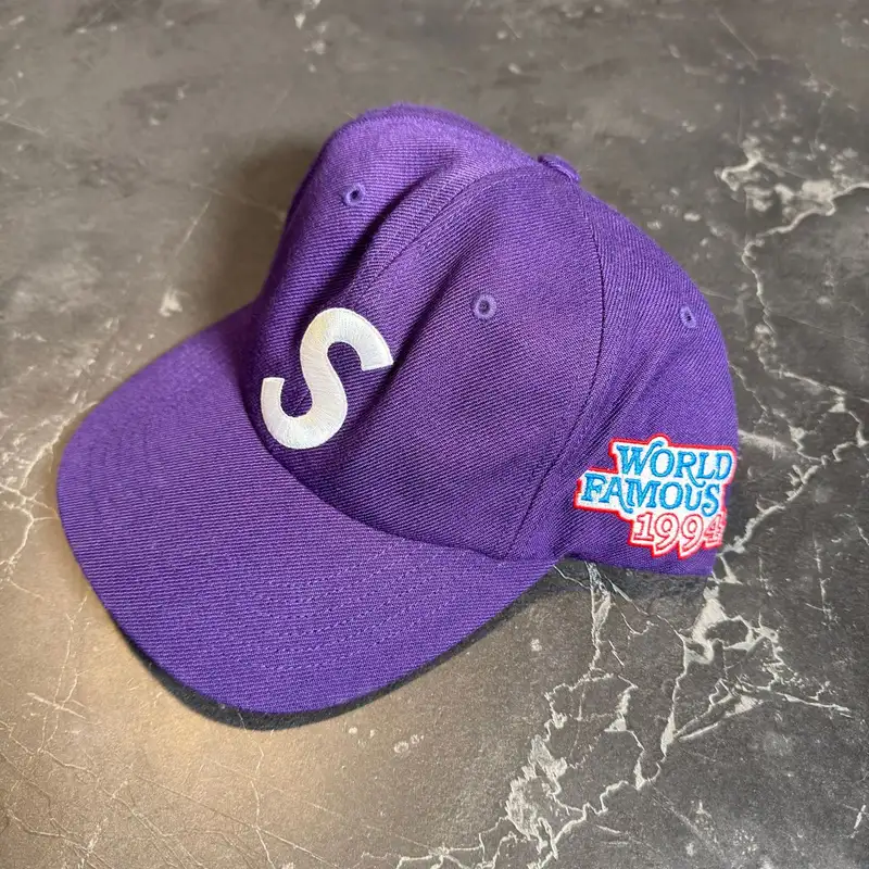 Supreme World Famous S Logo 6-Panel Hat Purple 3