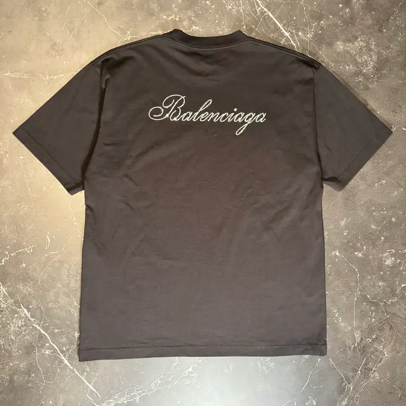 Balenciaga Distressed Rhinestone Tee - 1