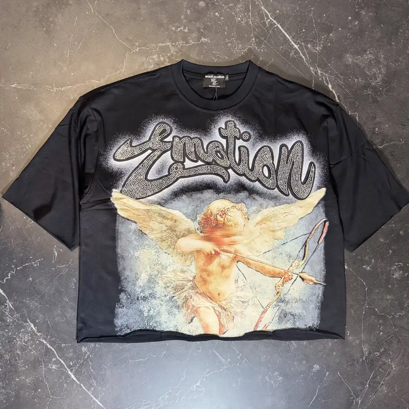 Mixed Emotions Angel Black Rhinestone Tee - Mixed Emotions | Hassuru