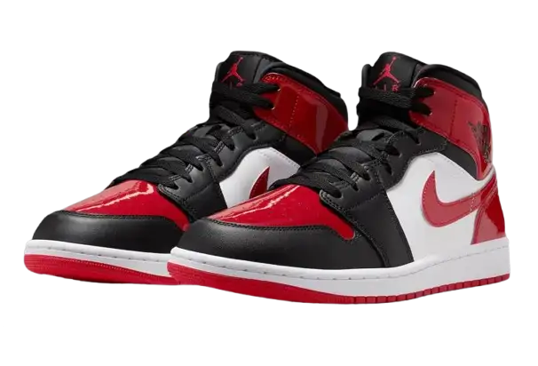 Jordan 1 Mid Patent Bred Toe - 1