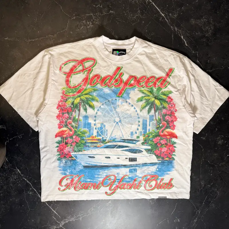 Godspeed Yacht Club Miami Boat White Tee - 1