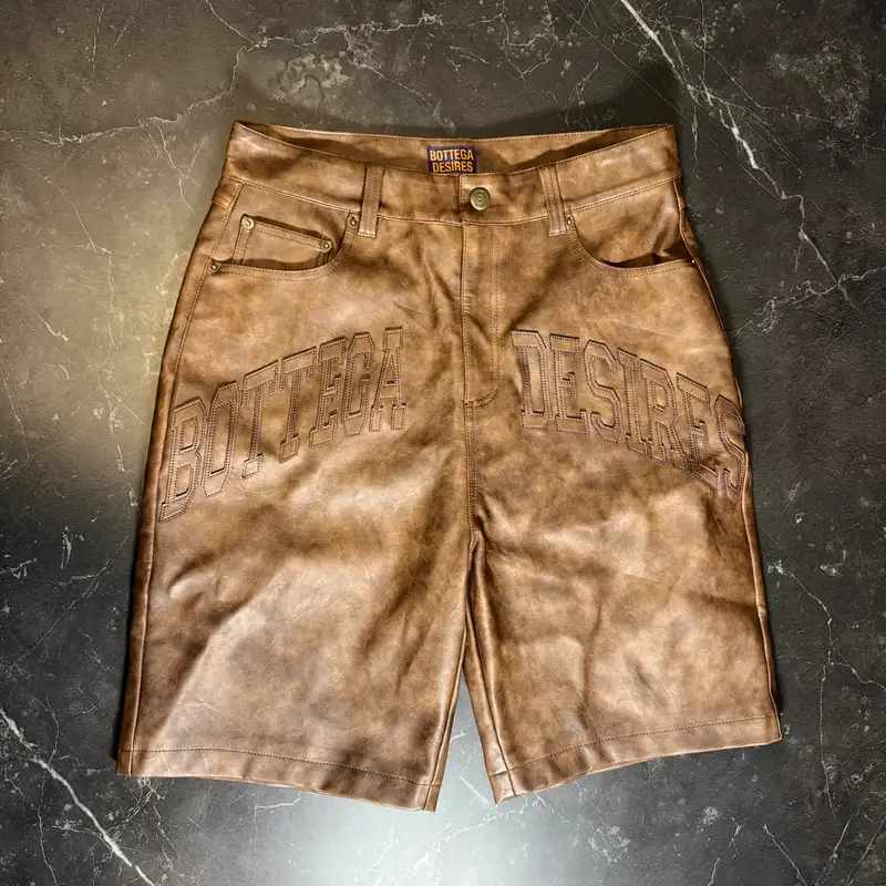 Bottega Desires Leather Shorts Brown - 1