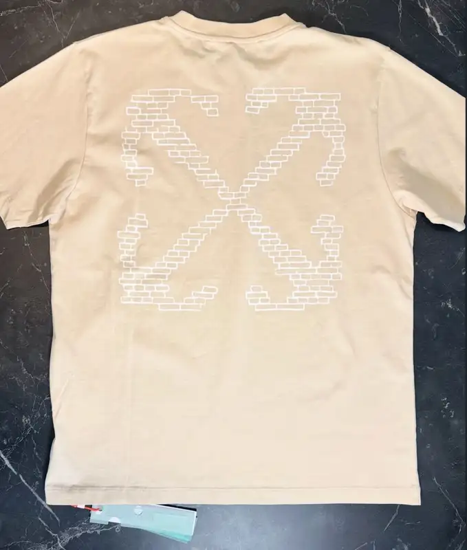 Off-White Brick Arrows Slim Cream Tee - 1
