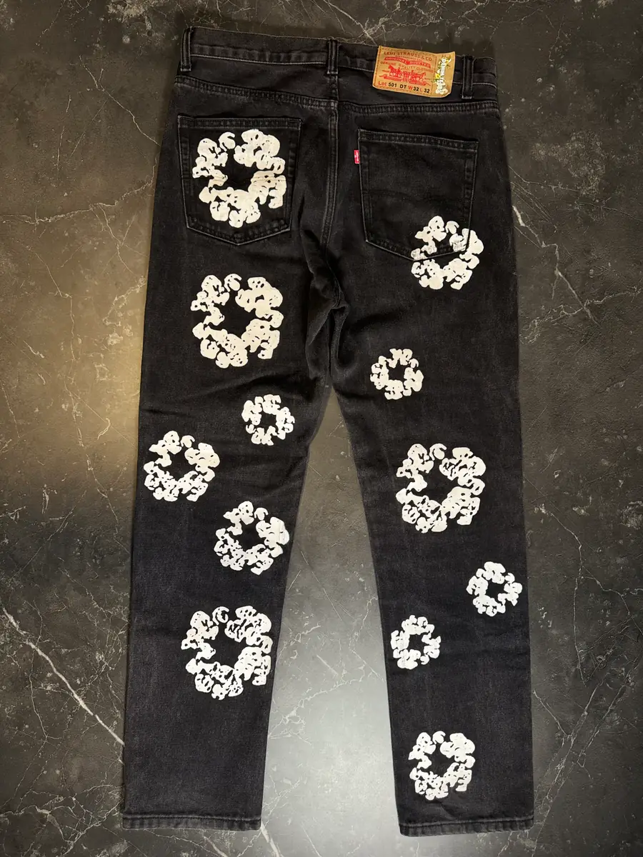 Denim Tears Levi's Cotton Wreath Black Jeans 2