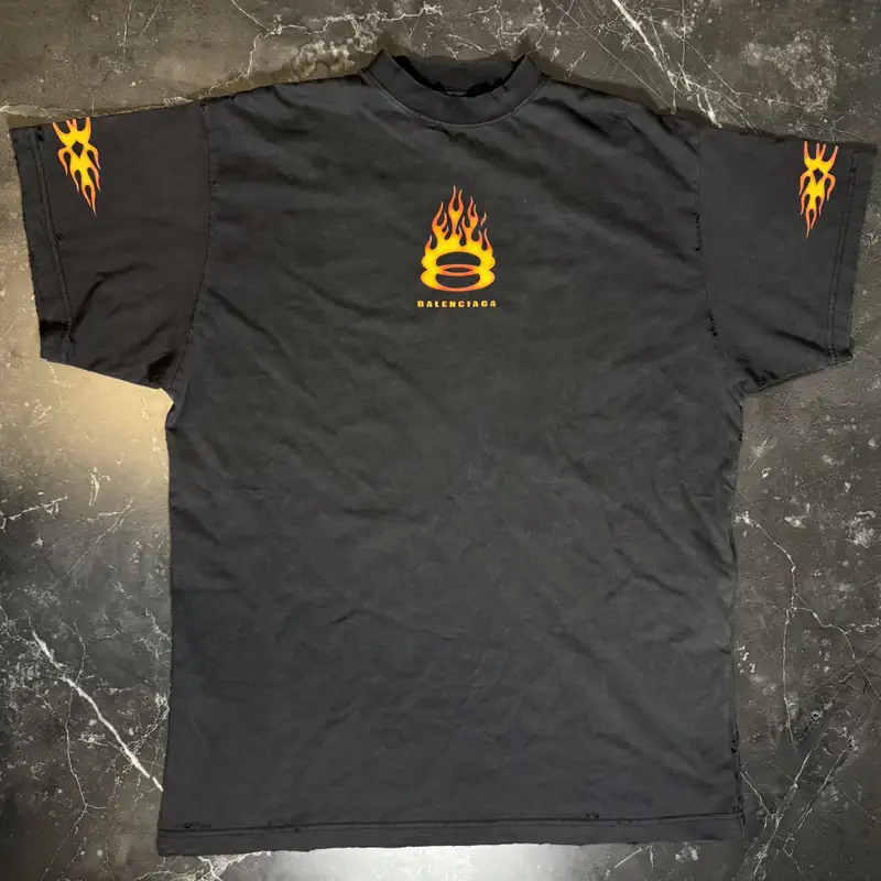 Balenciaga Washed Out Black Tee - 1